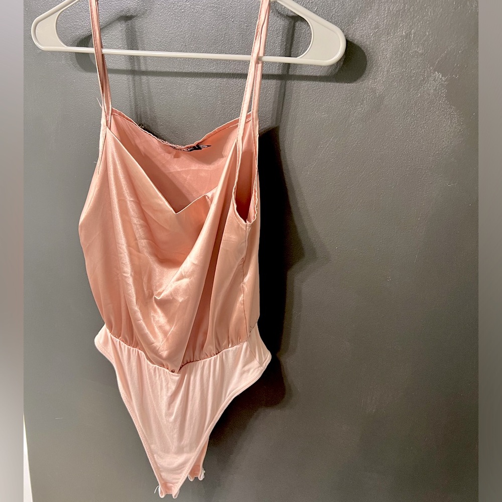 Nasty Gal Pink silky body suit